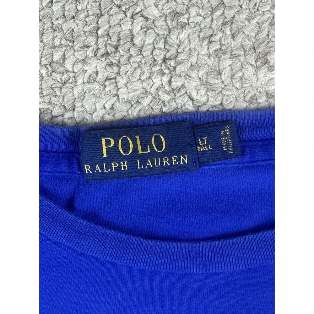 Polo Ralph Lauren Sailing Team Spell Out Tshirt Men's Size LT Blue Ocean Water